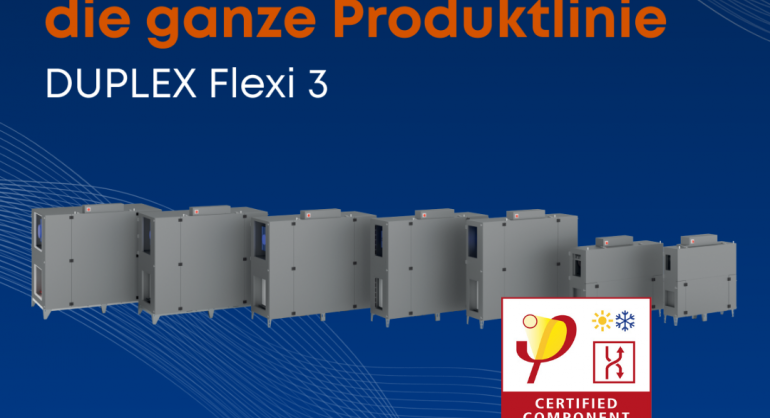 Модельний ряд вентиляційних установок ATREA DUPLEX Flexi 3 650–6000 тепер сертифіковано PHI.